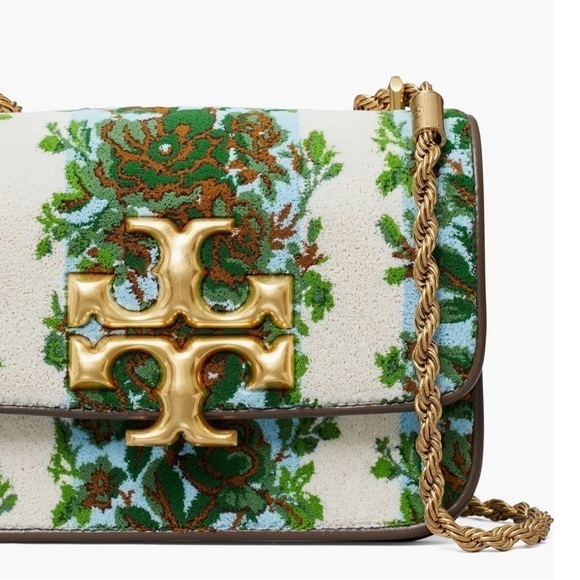 New Tory Burch Small Eleanor Flocked Convertible Shoulder Bag RAYURE FLEURIE - Picture 3 of 12